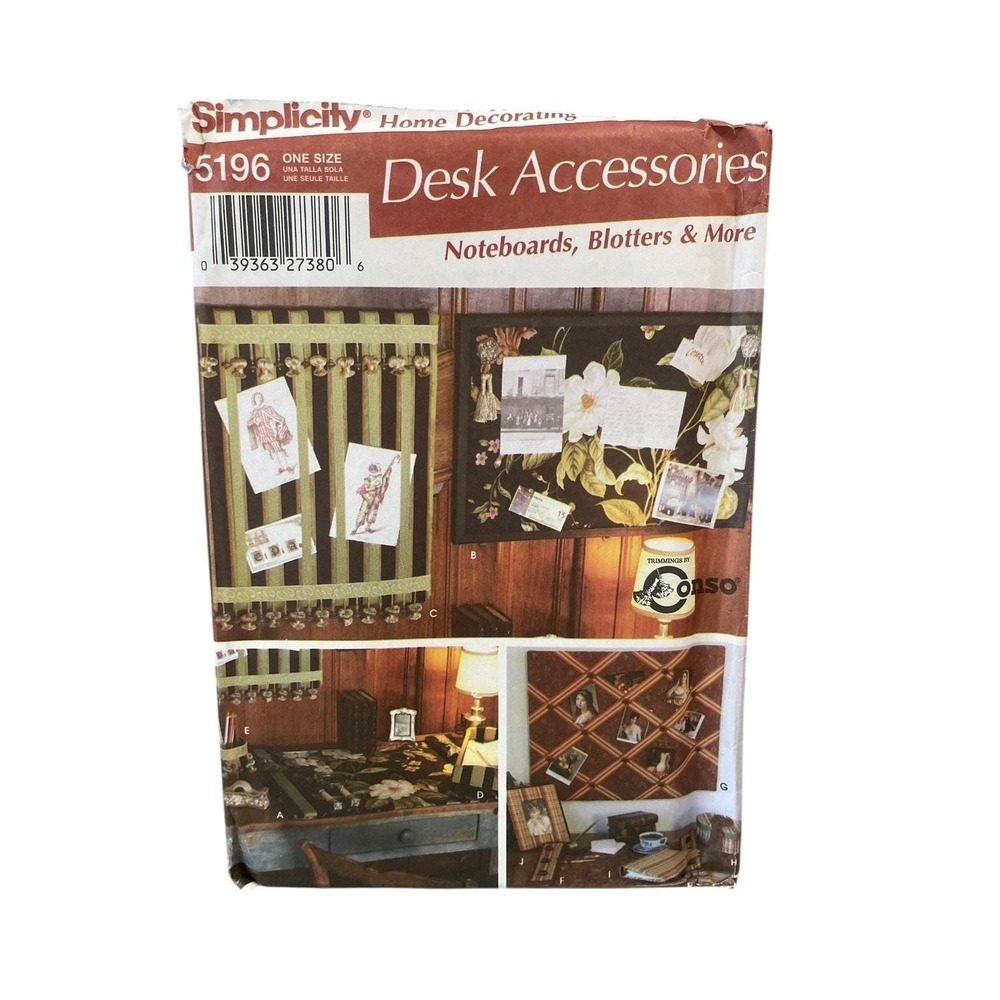 Simplicity Sewing Pattern 5196 Unisex One Size Desk Accessories Noteboards DIY
